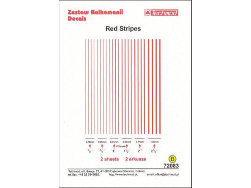 TCH72083 Red Stripes kalkomania modelarska