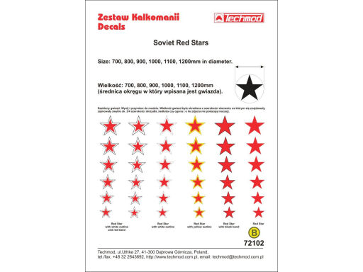 TCH72102 Soviet Red Stars kalkomania modelarska