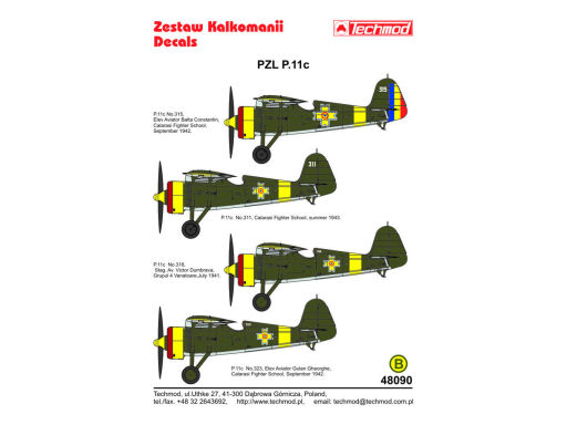 TCH48090 - PZL P.11c kalkomania modelarska