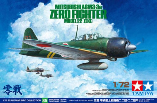 Tamiya 60785 1/72 A6M3/3a Zero Model 22 (Zeke) Model samolotu do sklejania