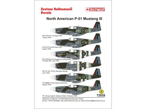 TCH72028 North American P-51 Mustang III kalkomania modelarska