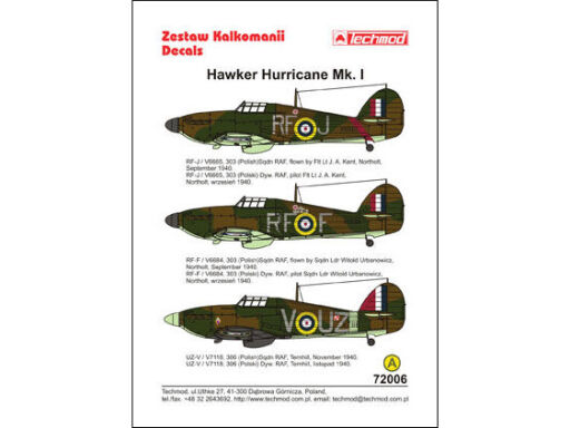 TCH72006 Hawker Hurricane Mk I Model samolotu do sklejania