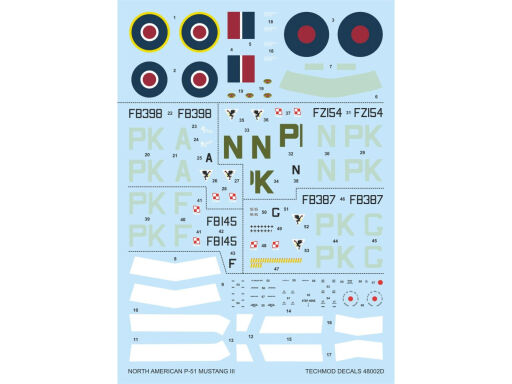 TCH48002 North American P-51 Mustang III kalkomania modelarska