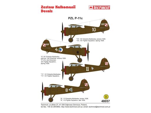 TCH48057 - PZL P.11c kalkomania modelarska