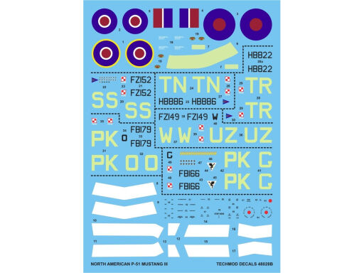 TCH48028 North American P-51 Mustang III kalkomania modelarska