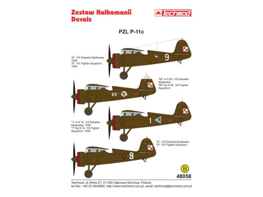 TCH48058 - PZL P.11c kalkomania modelarska