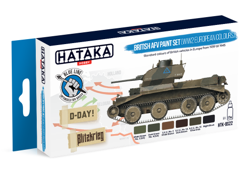 HTK-BS22 British AFV paint set (WW2 European colours) -- BLUE LINE farby modelarskie