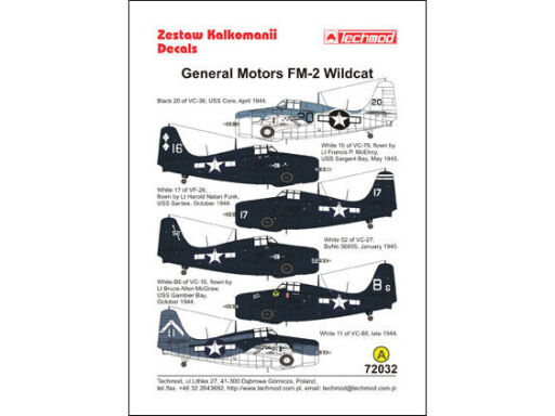 TCH72032 General Motors FM-2 Wildcat Model samolotu do sklejania