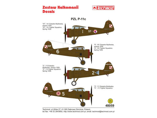 TCH48059 - PZL P.11c kalkomania modelarska