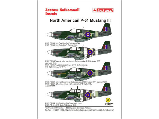 TCH72021  North American P-51 Mustang III kalkomania modelarska