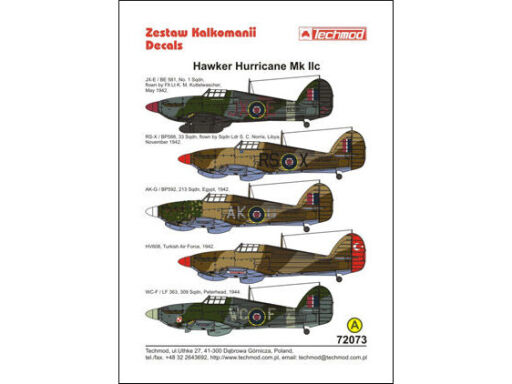 TCH72073 Hawker Hurricane IIc kalkomania modelarska